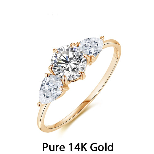 1.5 Ct.TW Round & Pear Brilliant Diamond Wedding Ring in 14K Solid Gold