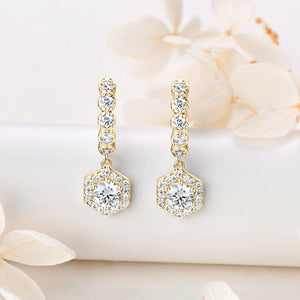 1.0 Ct.TW Round Brilliant Crown Hoop Earrings D-VVS Diamonds in S-925