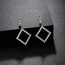 Load image into Gallery viewer, Luxury 18K White Gold Diamond Earrings in Water Drop, Round &amp; Square