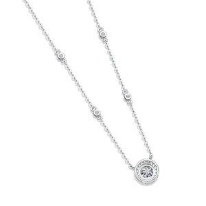 1.0 Ct Round Brilliant VVS Diamond Slide Necklace in S-925 White Gold