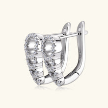 Load image into Gallery viewer, Elegant 17 mm Hoop Earrings in S-925 Silver 0.17 Ct. Round Diamonds