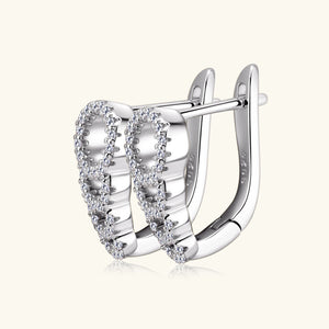 Elegant 17 mm Hoop Earrings in S-925 Silver 0.17 Ct. Round Diamonds