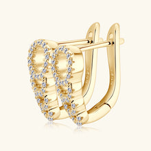 Load image into Gallery viewer, Elegant 17 mm Hoop Earrings in S-925 Silver 0.17 Ct. Round Diamonds