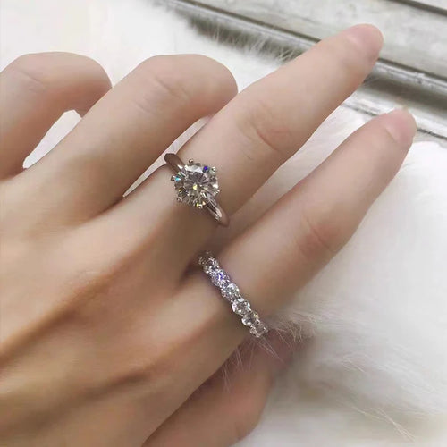 Elegant 5.0-Carat & 2.2-Carat Diamond Rings in White Gold | 925 Silver