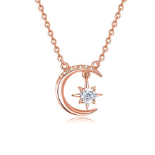 Load image into Gallery viewer, 0.5 Ct Round Brilliant Moon Star Diamond Pendant Necklace in 18K Gold
