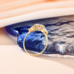 1.5 Ct.TW Round & Pear Brilliant Diamond Wedding Ring in 14K Solid Gold