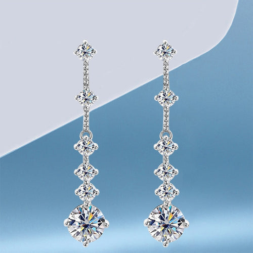 1.0-6.0 Ct.TW Round Brilliant VVS Diamond Drop Earrings D Color VVS1