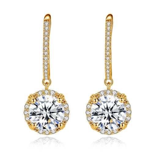 4.0 Ct.TW Round Brilliant Lab-Created Diamond Drop Earrings in Gold