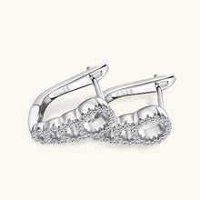 Load image into Gallery viewer, Elegant 17 mm Hoop Earrings in S-925 Silver 0.17 Ct. Round Diamonds