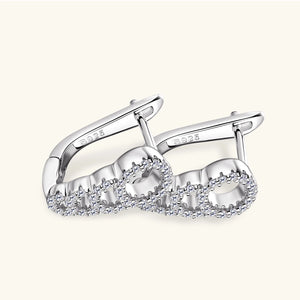 Elegant 17 mm Hoop Earrings in S-925 Silver 0.17 Ct. Round Diamonds