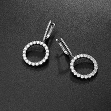Load image into Gallery viewer, Luxury 18K White Gold Diamond Earrings in Water Drop, Round &amp; Square