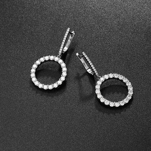 Luxury 18K White Gold Diamond Earrings in Water Drop, Round & Square