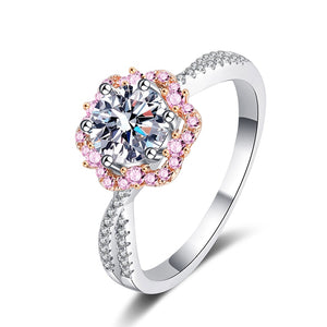 1.0 Ct.TW Round Brilliant Lab Diamond Ring with 24 Sona Diamond Pink