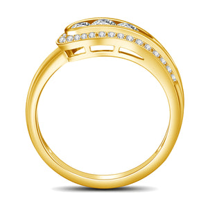 Elegant 18K Yellow Gold Round Brilliant VVS Full-Diamonds Ring in S-925