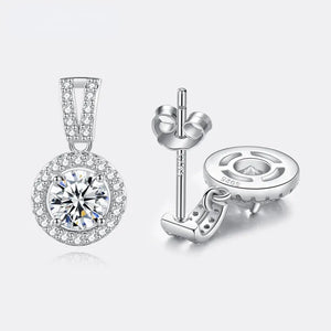 Elegant 925 Sterling Silver White Gold Diamond Stud Earrings 1.0 Ct.TW