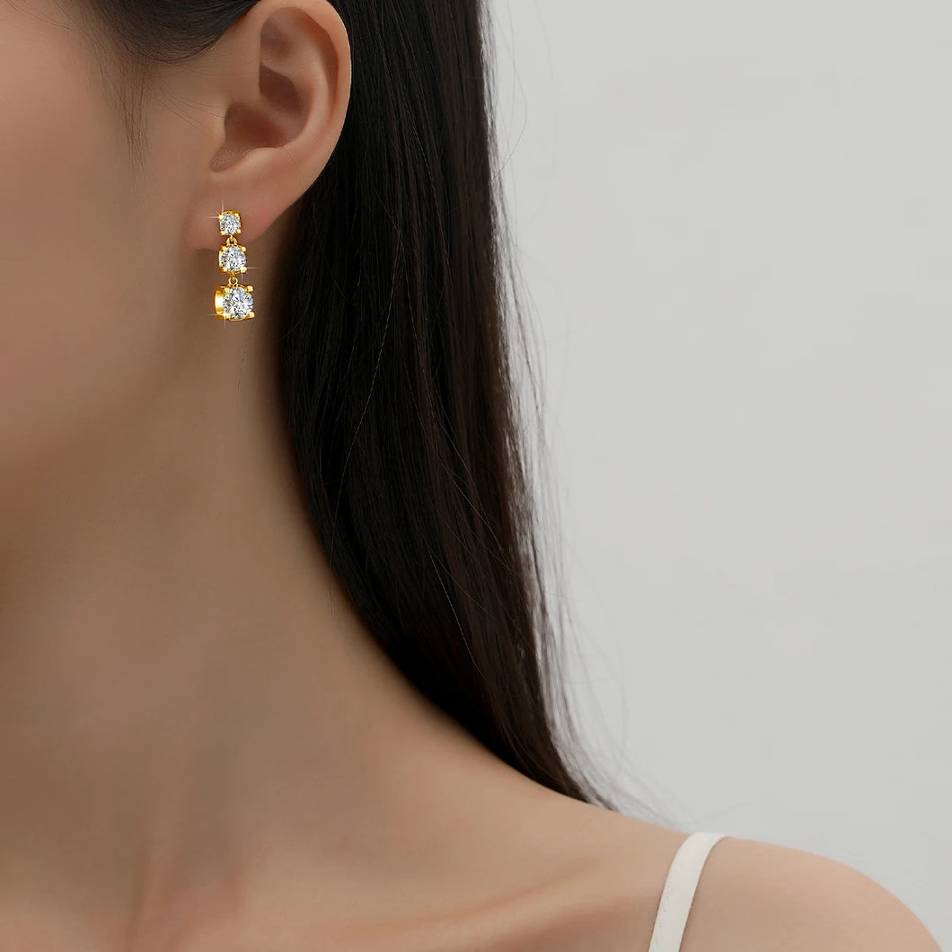 3.6 Ct.TW Round Brilliant D-VVS Full-Diamond Descended Drop Earrings