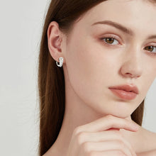 Load image into Gallery viewer, Elegant 17 mm Hoop Earrings in S-925 Silver 0.17 Ct. Round Diamonds