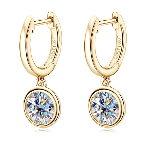 2.0 Ctw Round Brilliant VVS Diamond Drop Earrings in 14K Yellow Gold