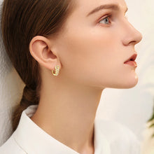 Load image into Gallery viewer, Elegant 17 mm Hoop Earrings in S-925 Silver 0.17 Ct. Round Diamonds