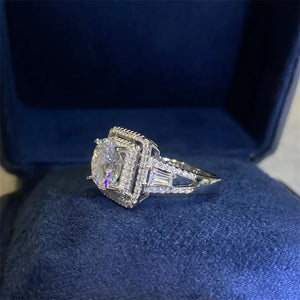 S-925 Silver Ring with 2.0 or 3.0 Ct.TW  VVS Diamond in 18K White Gold