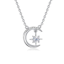 Load image into Gallery viewer, 0.5 Ct Round Brilliant Moon Star Diamond Pendant Necklace in 18K Gold