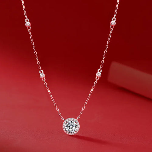 1.0 Ct Round Brilliant VVS Diamond Slide Necklace in S-925 White Gold