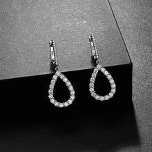 Load image into Gallery viewer, Luxury 18K White Gold Diamond Earrings in Water Drop, Round &amp; Square