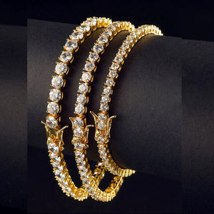 18K Yellow Gold 0.50 Ct Round Brilliant Tennis Bracelet 37 Diamonds