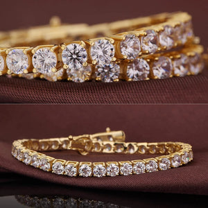 18K Yellow Gold 0.50 Ct Round Brilliant Tennis Bracelet 37 Diamonds