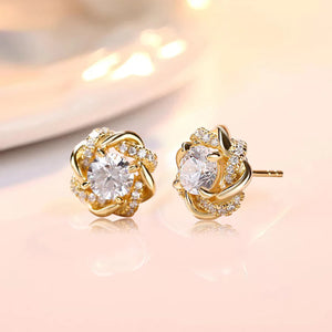 Handmade 2.0 Ct.TW Diamond Stud Earrings in S-925 White & Yellow Gold