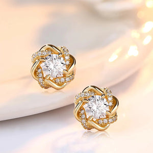 Handmade 2.0 Ct.TW Diamond Stud Earrings in S-925 White & Yellow Gold