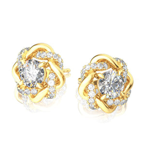 Handmade 2.0 Ct.TW Diamond Stud Earrings in S-925 White & Yellow Gold