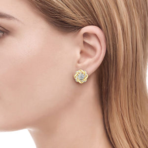 Handmade 2.0 Ct.TW Diamond Stud Earrings in S-925 White & Yellow Gold