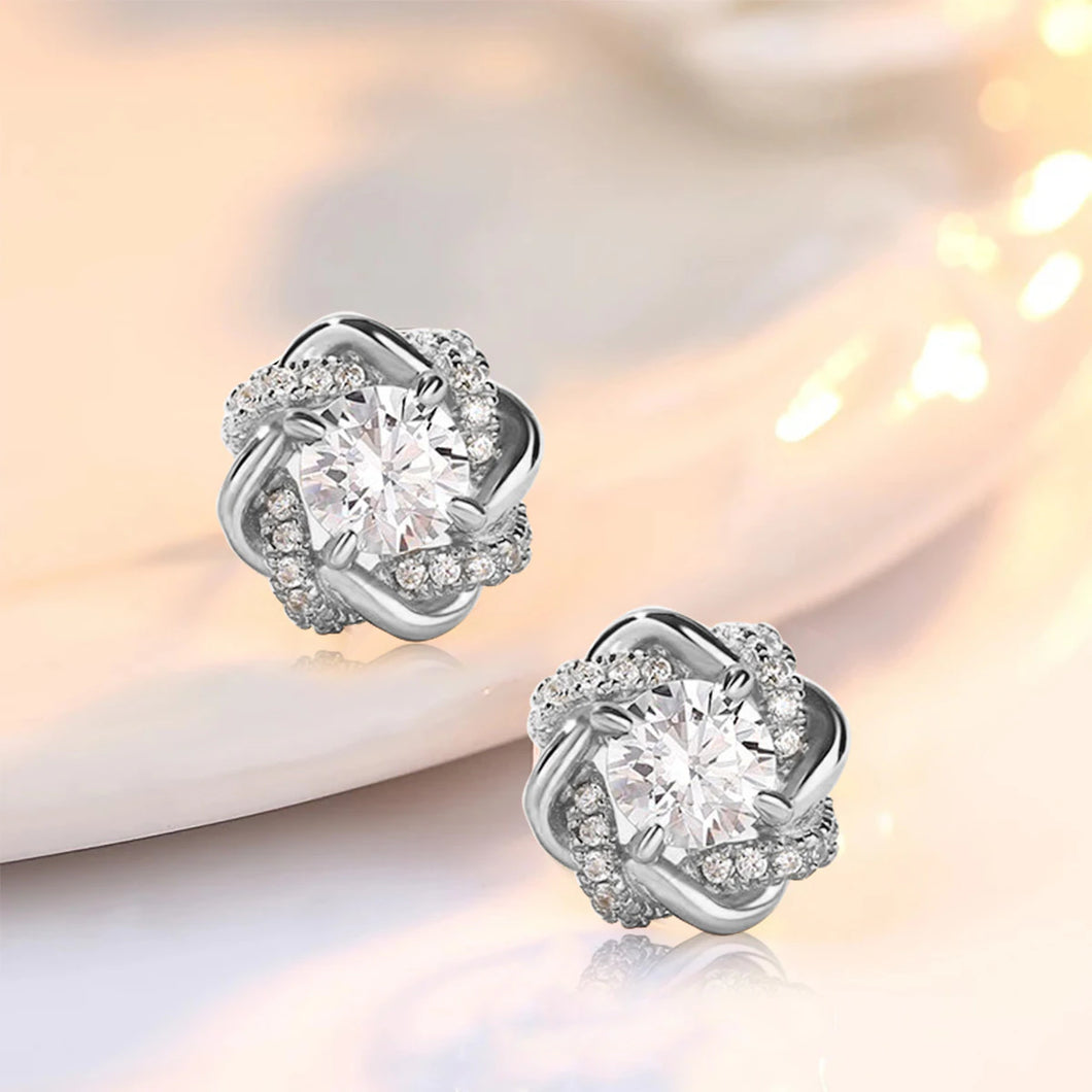Handmade 2.0 Ct.TW Diamond Stud Earrings in S-925 White & Yellow Gold