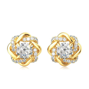 Handmade 2.0 Ct.TW Diamond Stud Earrings in S-925 White & Yellow Gold