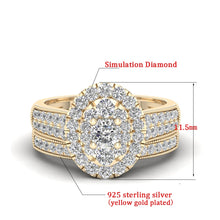 Load image into Gallery viewer, Lab-Created Oval Simulation Diamond Ring in 14K White or Yellow Gold