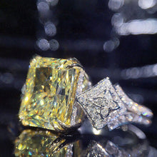 Load image into Gallery viewer, 1.7 Ct.TW Semiprecious High Carbon Diamond Emerald Yellow Citrine Ring