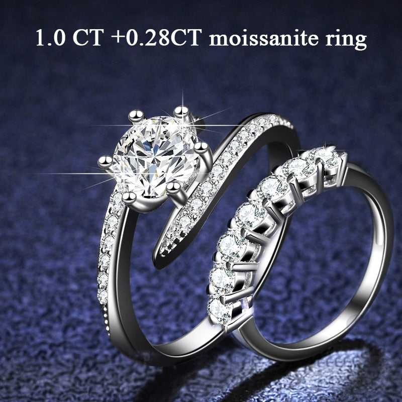 1.28 Ct.TW Round Brilliant 7 side stones Diamond Ring in White Gold
