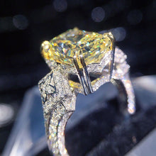 Load image into Gallery viewer, 1.7 Ct.TW Semiprecious High Carbon Diamond Emerald Yellow Citrine Ring