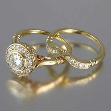 Load image into Gallery viewer, Yellow Gold CZ Round Cut Gemstone 0.5 Carat Solitaire Diamond Ring