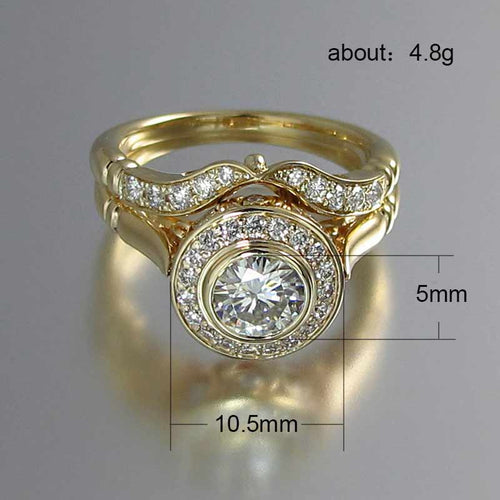 Yellow Gold CZ Round Cut Gemstone 0.5 Carat Solitaire Diamond Ring