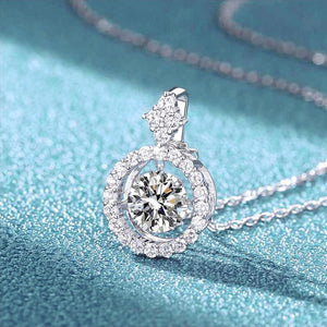 White Gold Diamond Necklace 0.5 Ct - 1.0 Ct Round Brilliant in S-925