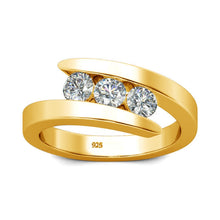 Load image into Gallery viewer, Three-Stone Diamond Ring 0.9 Ct.TW in White, Yellow, or Rose Gold