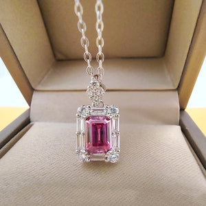 White Gold 1.0 Ct.TW Emerald Brilliant VVS Diamond Necklace in S-925