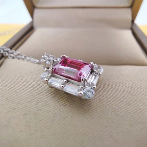 White Gold 1.0 Ct.TW Emerald Brilliant VVS Diamond Necklace in S-925