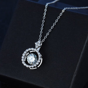White Gold Diamond Necklace 0.5 Ct - 1.0 Ct Round Brilliant in S-925