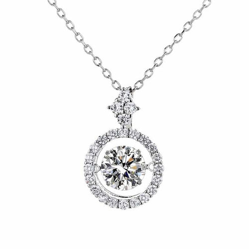 White Gold Diamond Necklace 0.5 Ct - 1.0 Ct Round Brilliant in S-925