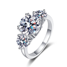 Load image into Gallery viewer, Three-Stone Round Brilliant 2.0–4.0 Ct.TW Diamond Ring 18K White Gold