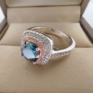 1.0 Ct.TW Round Brilliant Multi-Colored VVS Halo Diamond Cocktail Ring