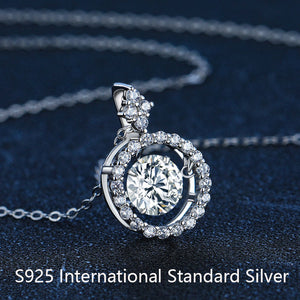 White Gold Diamond Necklace 0.5 Ct - 1.0 Ct Round Brilliant in S-925
